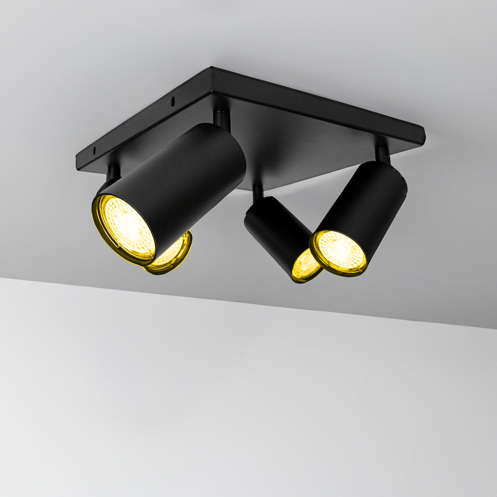 Smart Moderne Opbouw plafond | zwart | Incl. Tuya Wi-Fi Spotjes | RGB + CCT | Geel