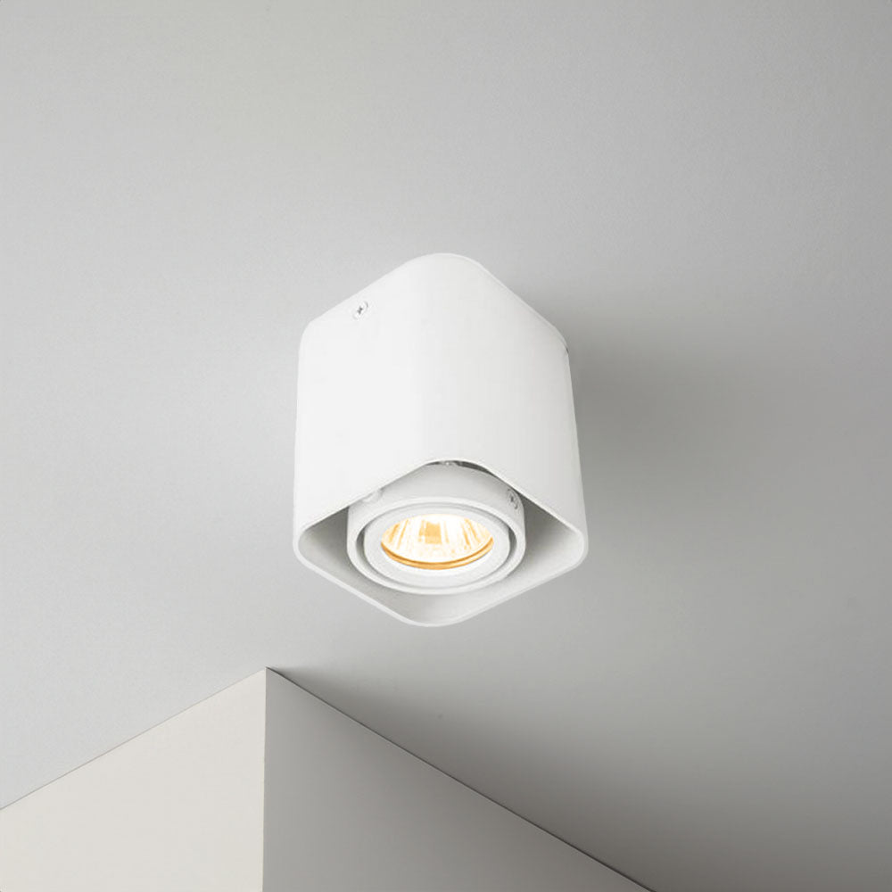 Opbouw spot vierkant gu10 fitting LED dimbaar - sfeerfoto - warm wit