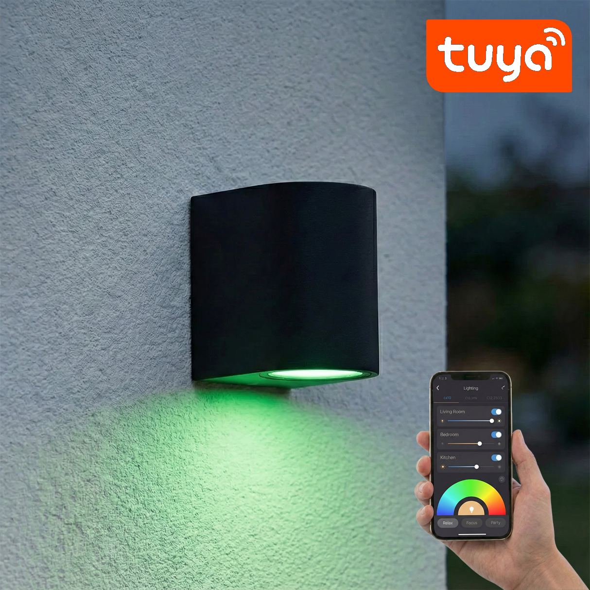Intelligente LED-Wandleuchte | Tuya / WLAN | Sacramento | Leuchtmittel inklusive | Schwarz