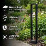 LED Garden Post - Stehende Außenleuchte | 12 Watt | 60cm | Schwarz | IP65 | 3000K - Warmweiß | BALI
