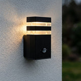LED-Außenwandleuchte mit Sensor | quadratisch | GU10 | schwarz | IP54 | dimmbar