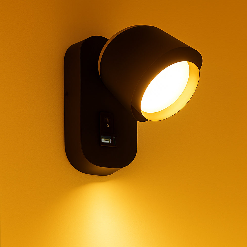 Nachttischlampe Schwarz/Gold | Tulpe | USB+C-Ladeanschluss | GX53-Sockel