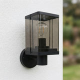 LED Wandlaterne quadratisch | für draußen | E27-Fassung | IP44 | Schwarz