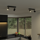 LED opbouw plafond spot dubbel zwart GU10 fitting - sfeerfoto keuken