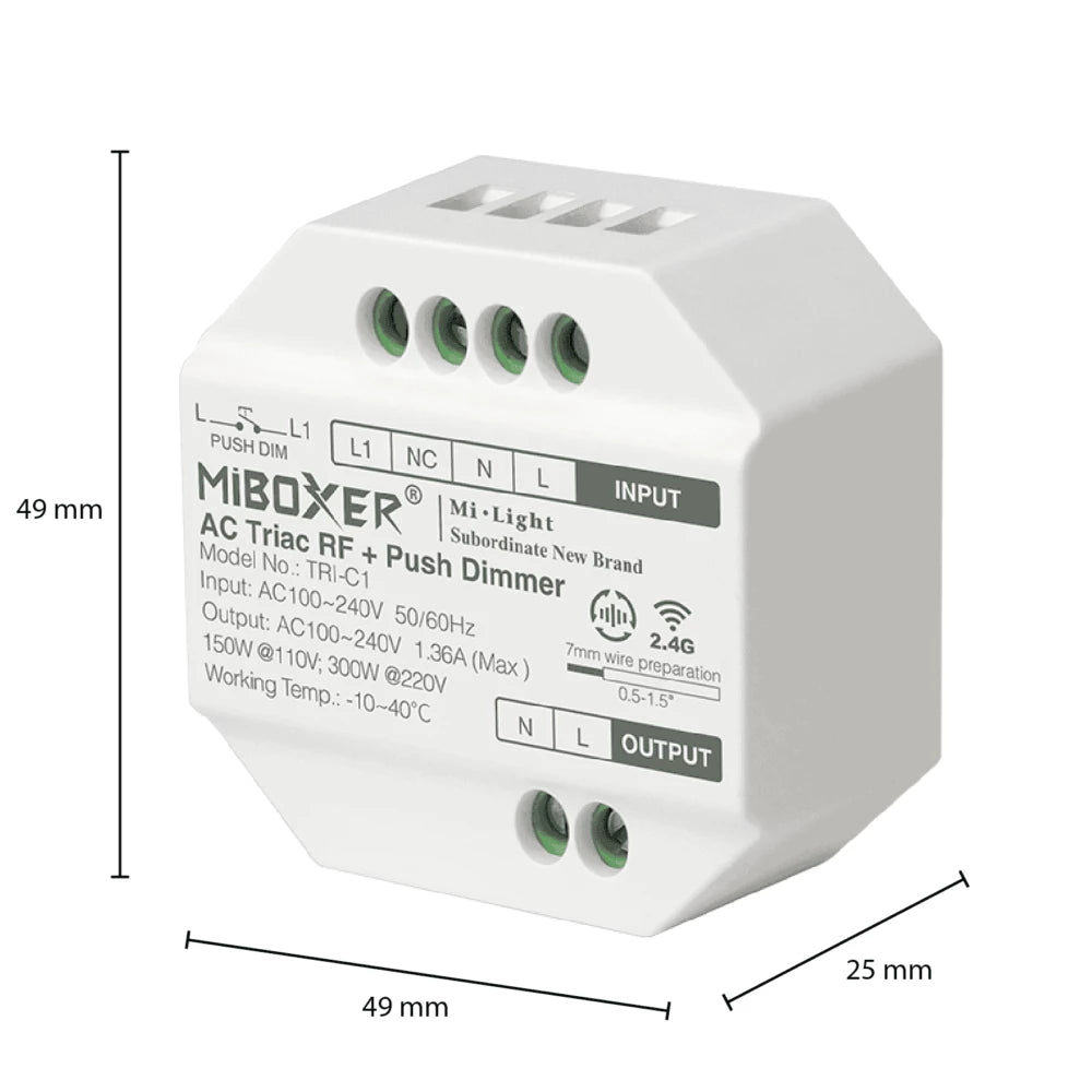 Bundle-Paket | 4x Triac-Funkdimmer | 100-240V | inkl. Mi-light-Fernbedienung | Schwarz