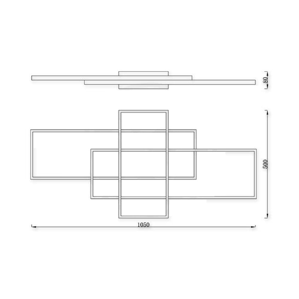 LED plafondlamp dimbaar modern 130 Watt zwart wit CCT kleurwissen - afmetingen