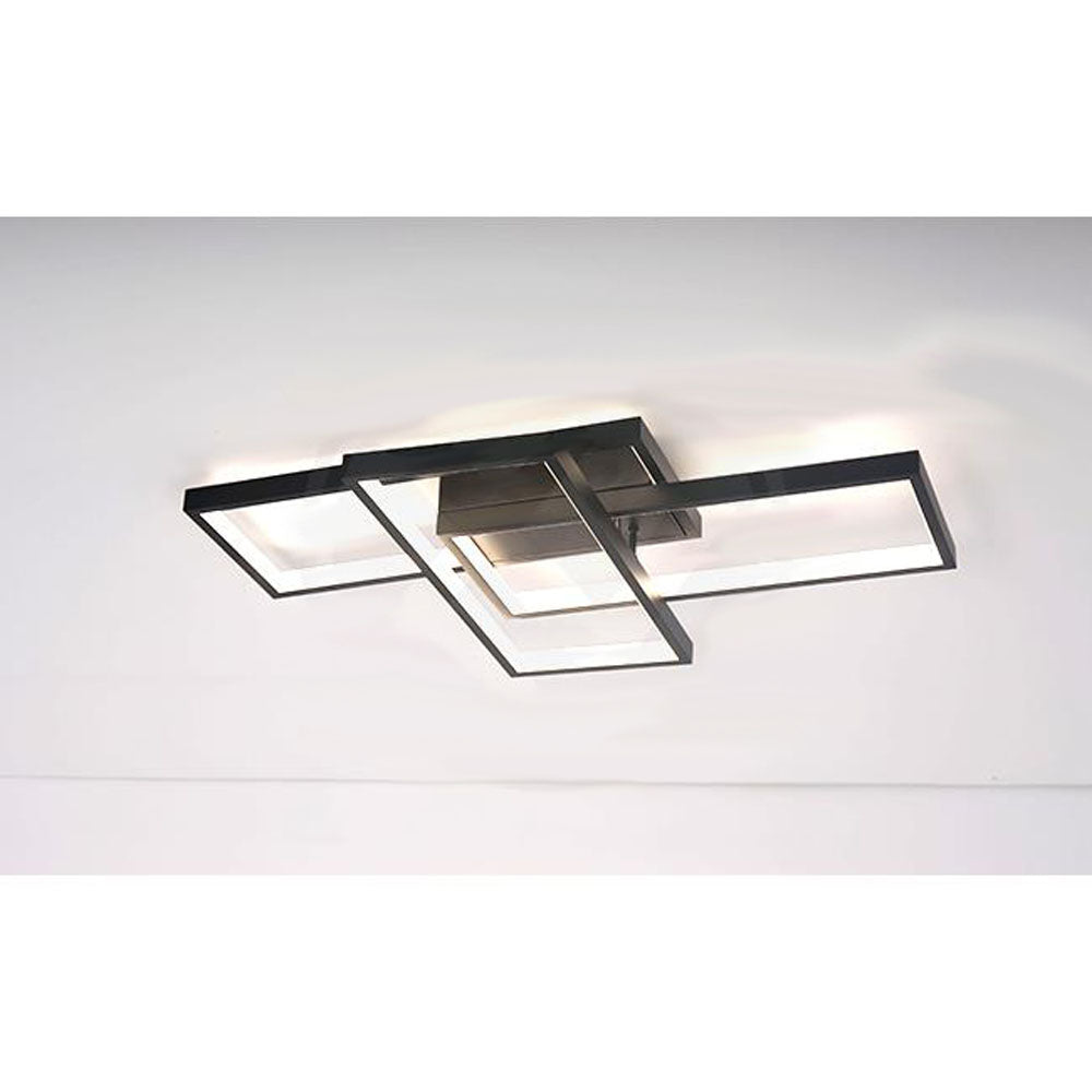 LED plafondlamp dimbaar modern 130 Watt zwart wit CCT kleurwissen - lamp aan sfeerfoto