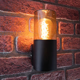 Wandlamp modern E27 fitting smoke glas dimbaar - sfeerfoto aan de wand