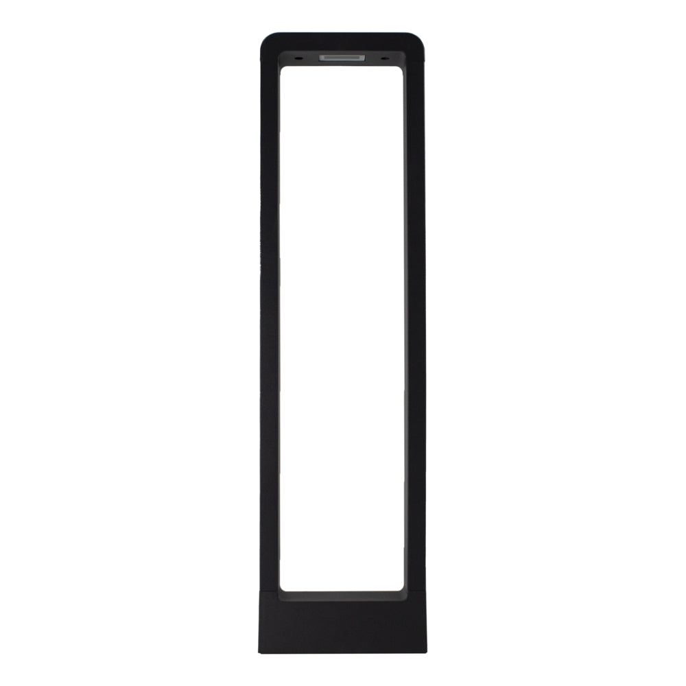 Schwarzes Ladensicherheitstor (EAS-Antenne) mit modernem Design, Frontansicht, dient zur Diebstahlprävention im Einzelhandel.