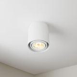 Opbouw spot armatuur wit 90x100mm Rond GU10 fitting - sfeerfoto - warm wit licht