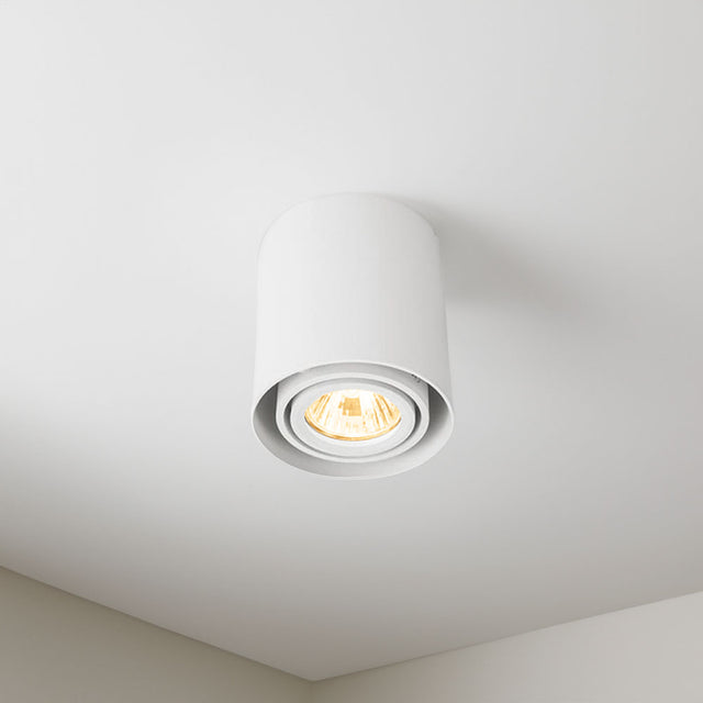 Opbouw spot armatuur wit 90x100mm Rond GU10 fitting - sfeerfoto - warm wit licht