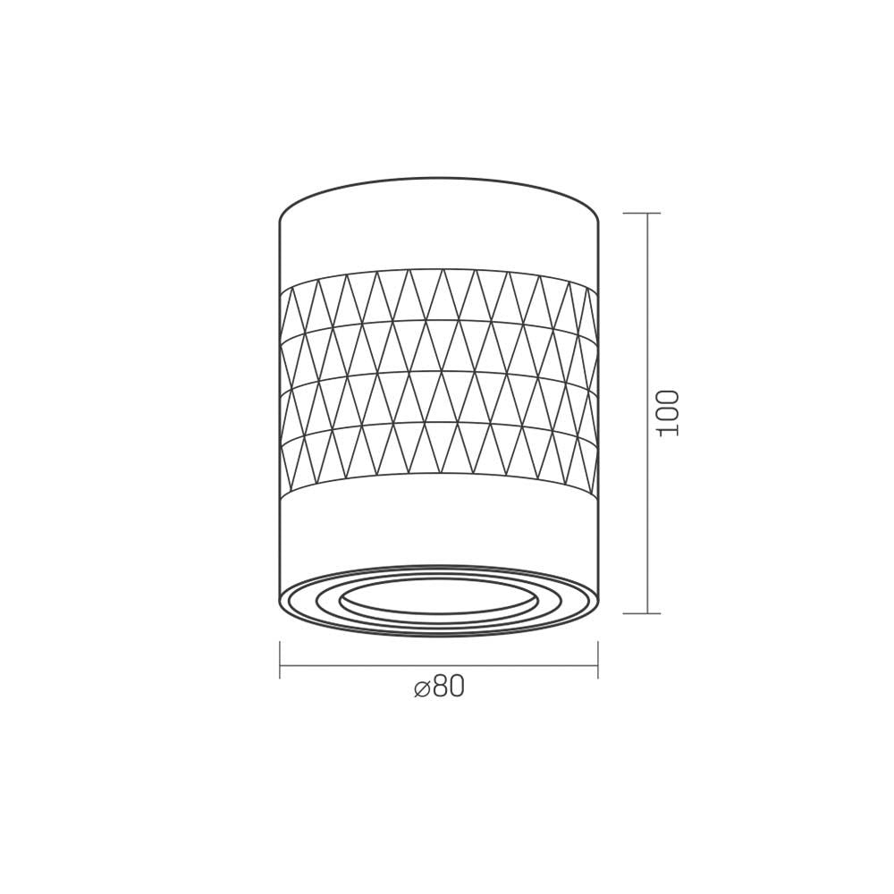 Opbouw spot armatuur wit - Ø80mm - rond - dimbaar - GU10 fitting - afmetingen