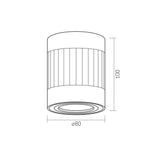 Opbouw spot armatuur zwart - 80x100mm - rond - dimbaar - GU10 fitting - afmetingen