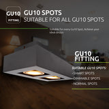 Opbouwspot dubbel - zwart met goud - 2x GU10 fitting - voor alle spots