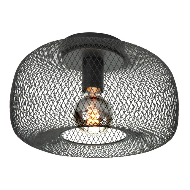 Highlight | Industriële plafondlamp - E27 fitting-50cm-Zwart-vooraanzicht