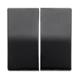 Vorderansicht eines schwarzen Doppel-Wippschalters für einen Lichtschalter, modernes und minimalistisches Design.