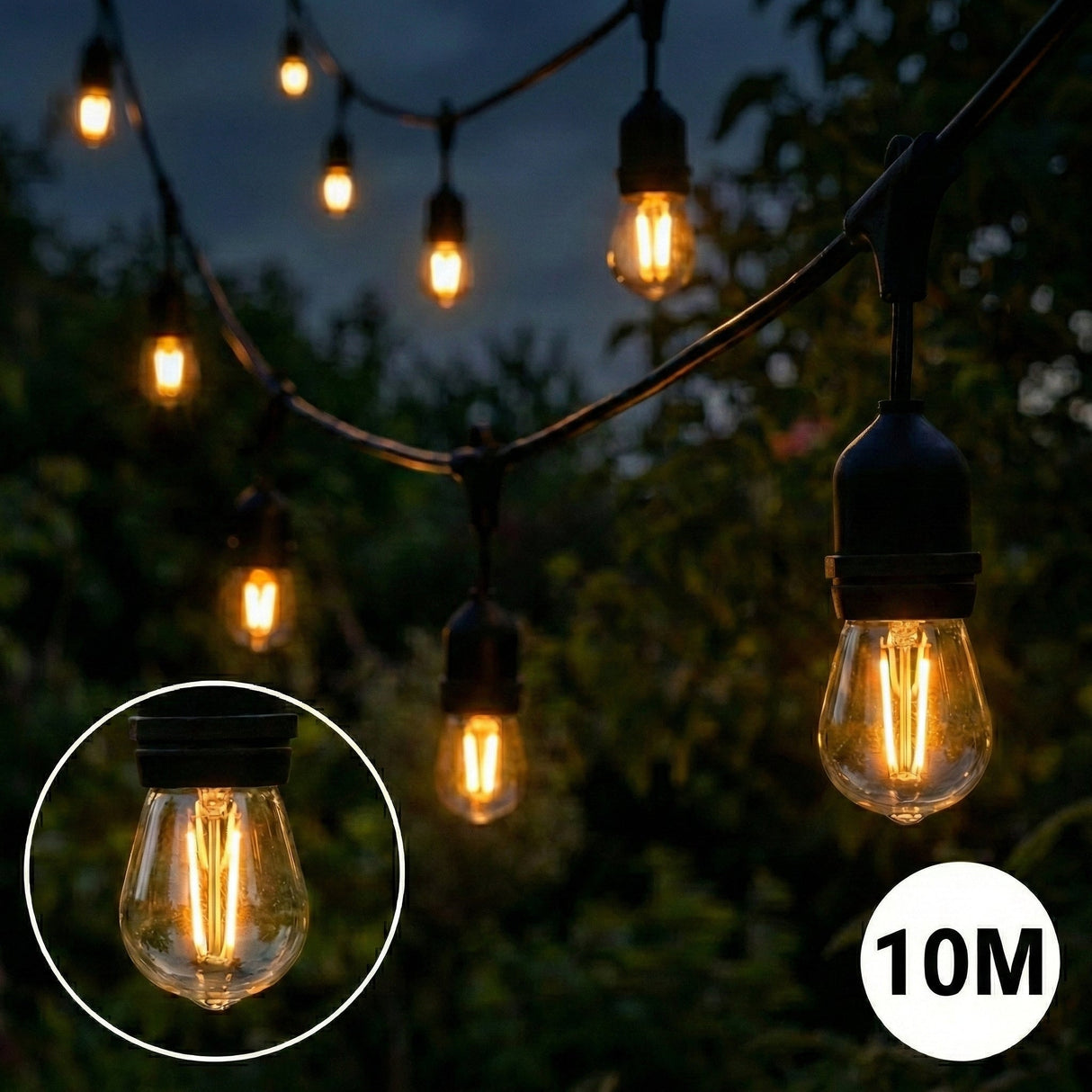 Party - Lichtkette | 10x E27 Fassung | 10 Meter | Inklusive Lampen