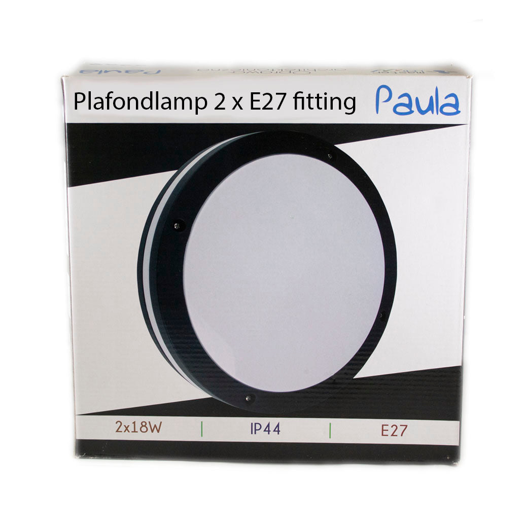 LED Plafondlamp | 2 x E27 fitting | IP44 | Zwart