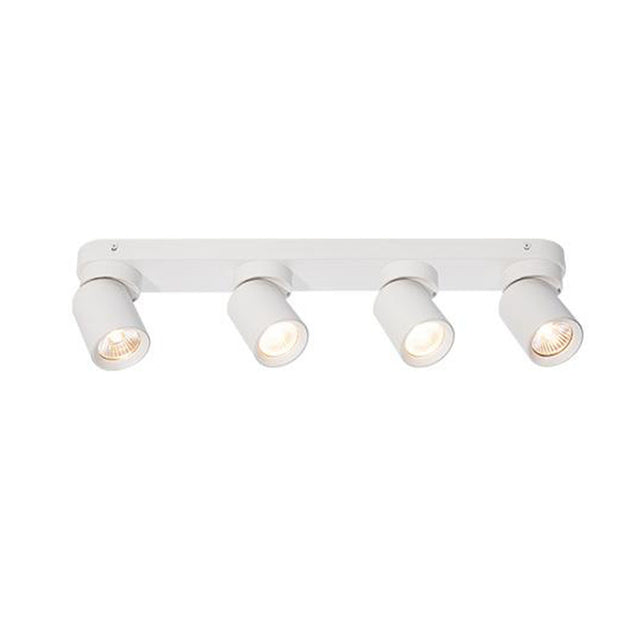 LED Plafondspot vier dubbel wit gu10 fitting - vooraanzicht lamp aan