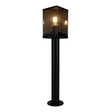 Vierkante staande buitenlamp 50CM | PC lampenkap | Zwart | E27 fitting | IP44 | Aan foto