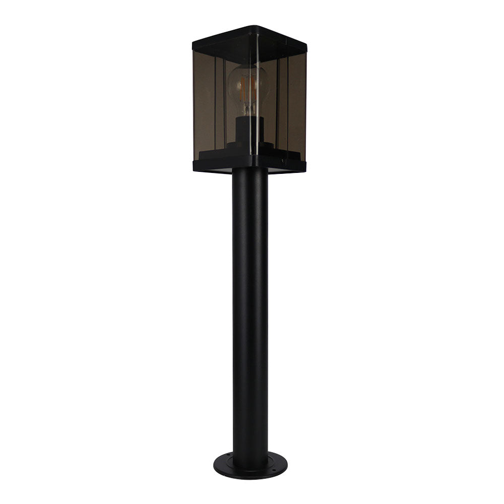 Vierkante staande buitenlamp 50CM | PC lampenkap | Zwart | E27 fitting | IP44 | Uit foto