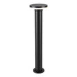 Schwarze moderne Außenmastlampe, zylindrisches Design mit runder Spitze, Vorderansicht vor weißem Hintergrund.