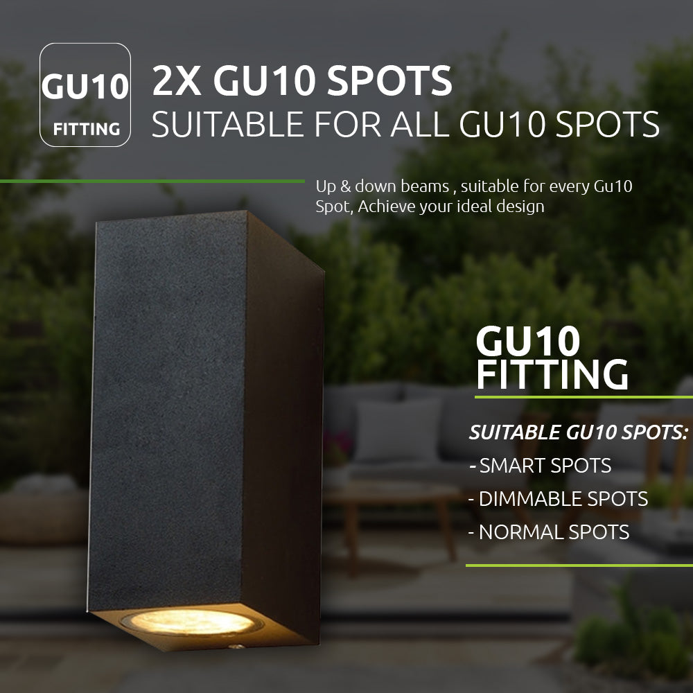 San francisco - zwart - wandlamp buiten - GU10 fitting