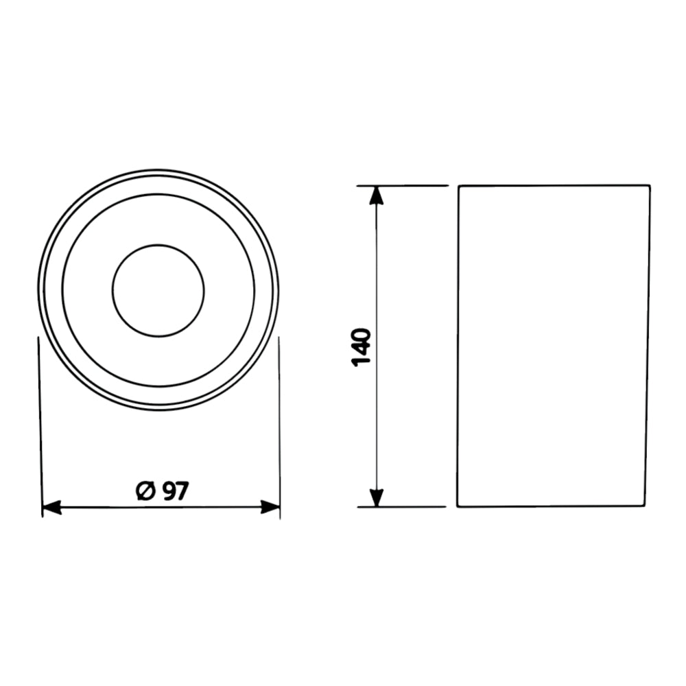 Opbouw spot armatuur zwart met goud | 97 x 140mm | Rond | incl. GU10 fitting