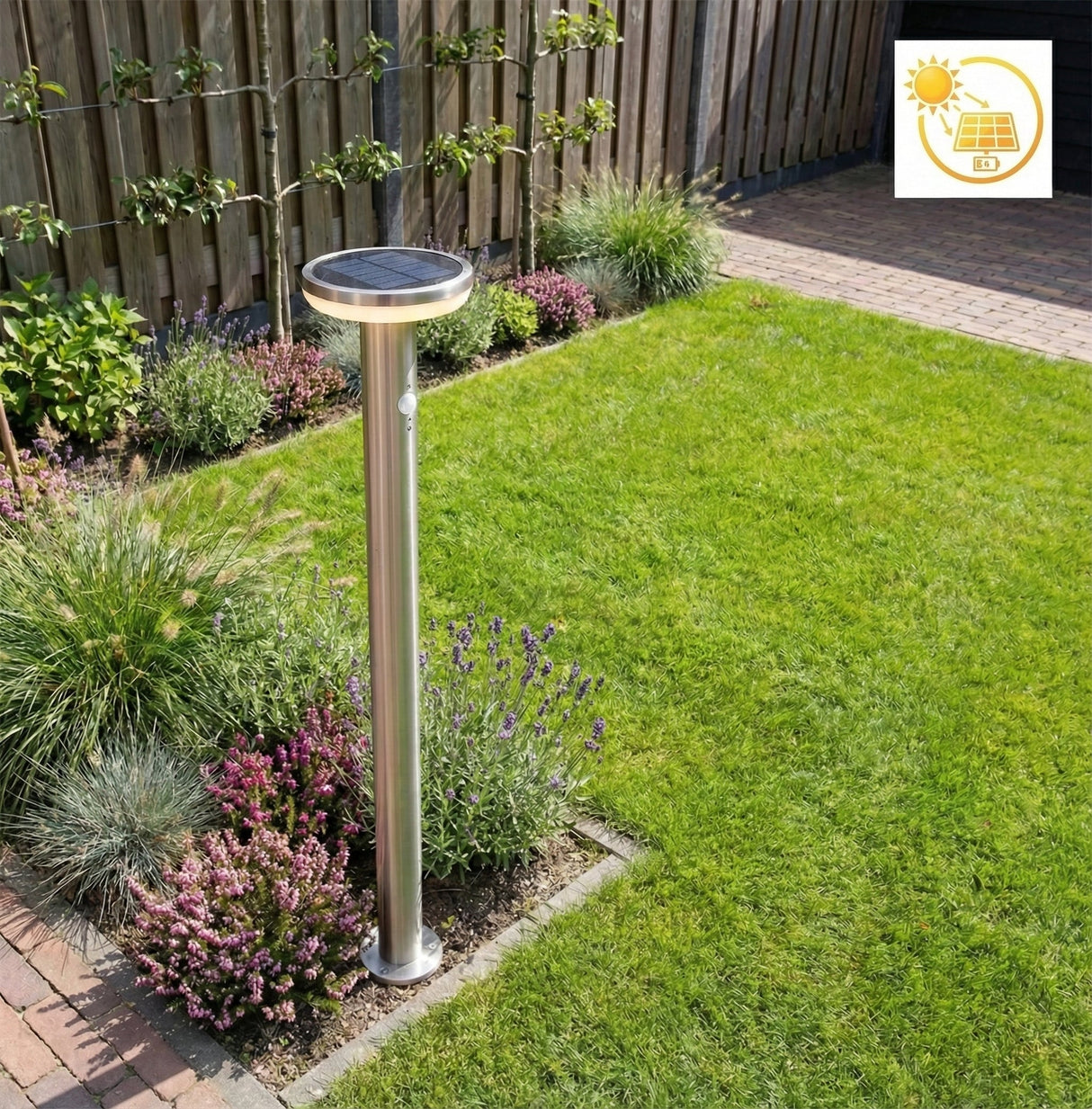 Solar-LED-Außenlampenständer 80 cm mit Sensor | Standard | 4,4W | 3000K – Warmweiß