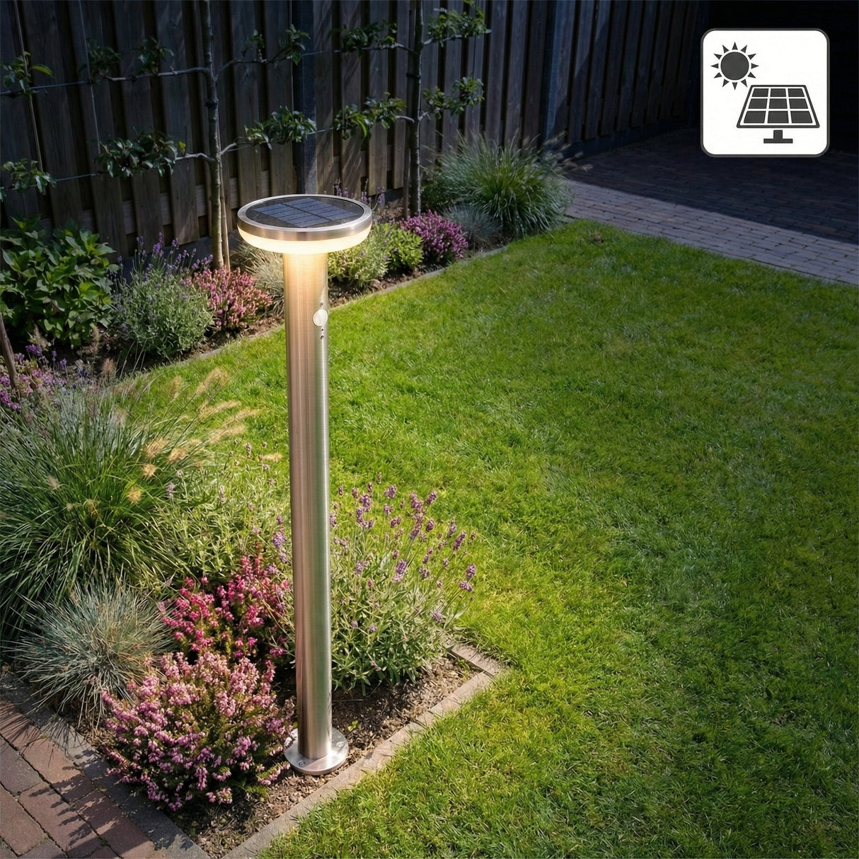Solar-LED-Außenlampenständer 80 cm mit Sensor | Standard | 4,4W | 3000K – Warmweiß