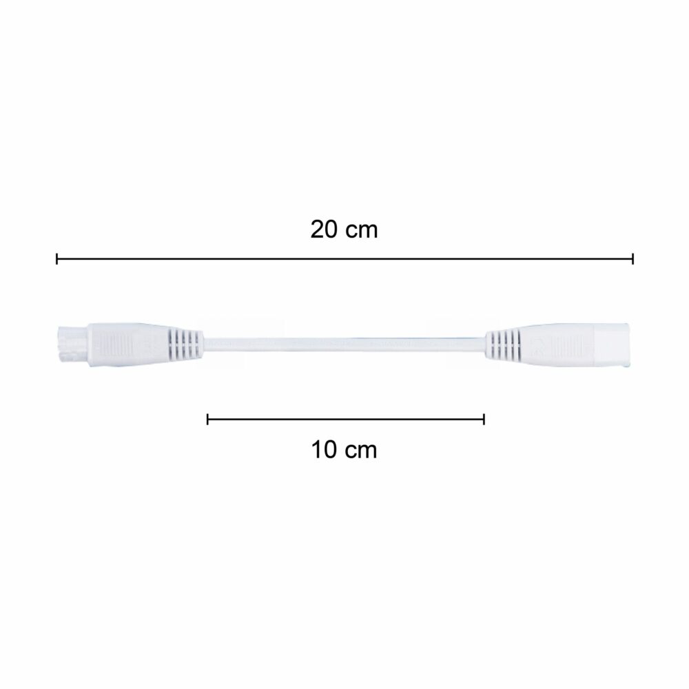 T5 koppel kabel - wit - afmetingen 20cm