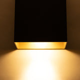 LED wandlamp zwart met goud 2 keer gu10 fitting - onderkant aan muur