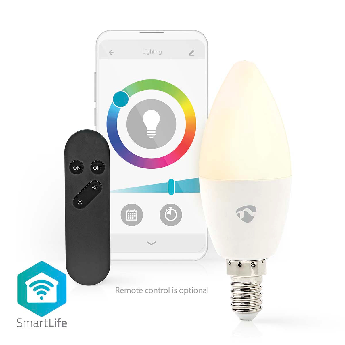 Wi-Fi Smart LED-Lamp | Full-colour en Warm wit | E14 - met afstandsbediening