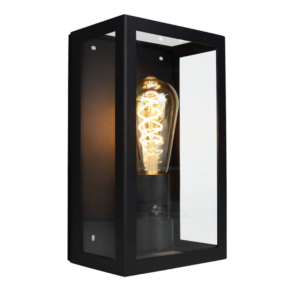 Moderne wandlamp van glas | Zwart | E27 fitting | IP44 | Aan foto