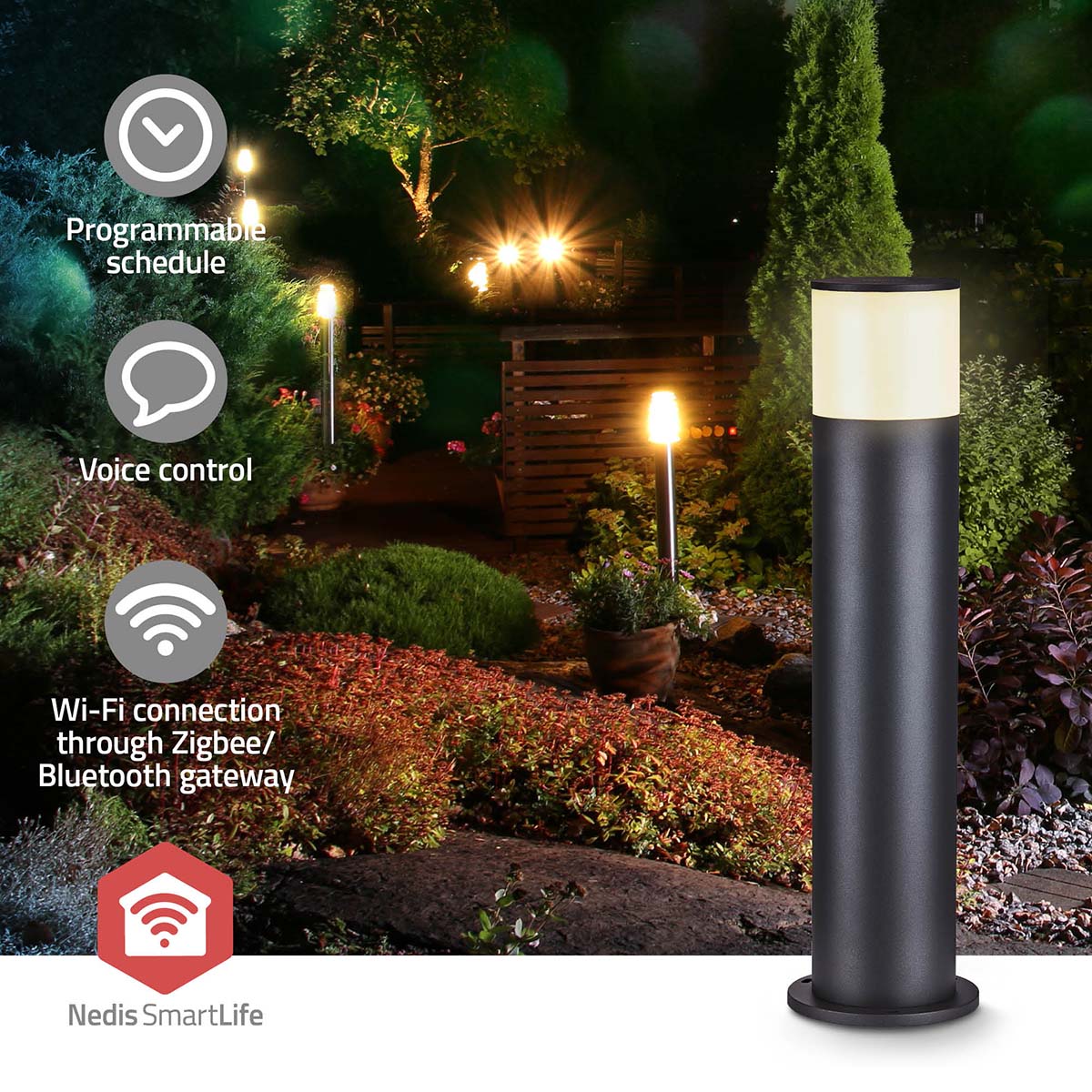 Zigbee smart | Staande Buitenlamp | Smartlife App | 60cm | Rond | RGB + Wit | Sfeer