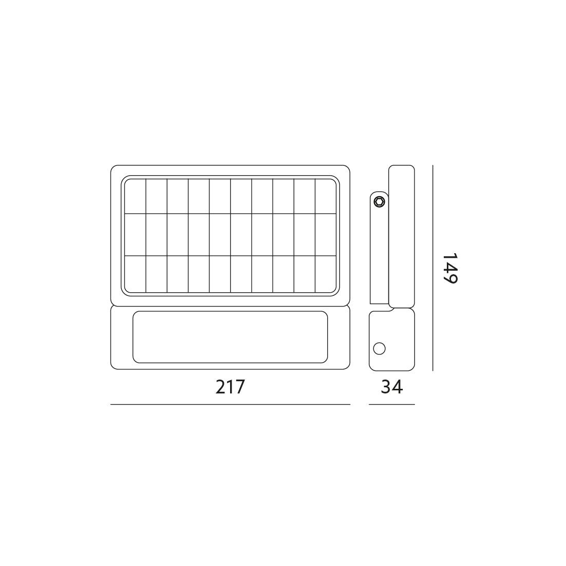 LED Bouwlamp op Solar | Bewegingssensor | 5 Watt | 4000K - Naturel wit - afmetingen