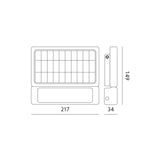 LED Bouwlamp op Solar | Bewegingssensor | 5 Watt | 4000K - Naturel wit - afmetingen