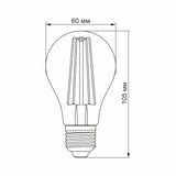 LED Filament kweeklamp | 300Lm | 8W | A60 | E27 - vooraanzicht - afmetingen