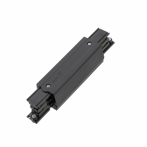 Schwarzer SLC MID-Stecker für 3-Phasen-Spannungsschiene, Draufsicht mit Blick auf elektrische Anschlusspunkte und Schraubmontage.